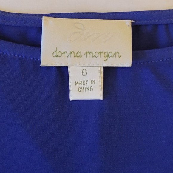 ❣️HP❣️ Donna Morgan beautiful blue sleeveless dress with tan and black sz: 6 - Picture 3 of 4